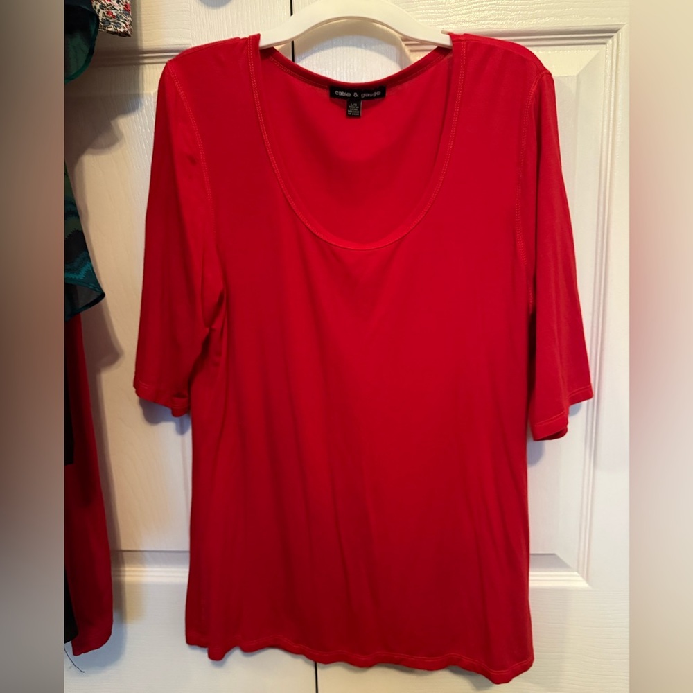 Cable & Gauge Red Relaxed Short Sleeve Tee